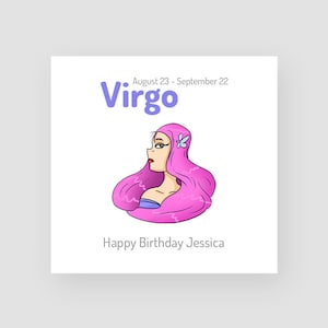 Gepersonaliseerde Maagd verjaardagskaart - grappige verjaardagskaart - voor hem - voor haar - Zodiac - Horoscoop - sterrenbeeld - Astrology - Aardeteken