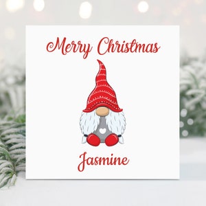Personalised Christmas Card - Personalised Xmas Card  - Gonk - Christmas Gnome - Nordic - For Her
