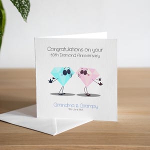 Carte personnalisée 60e anniversaire de mariage en diamant pour mari, cadeau de 60e anniversaire de mariage pour femme, carte d'anniversaire de 60 ans pour lui