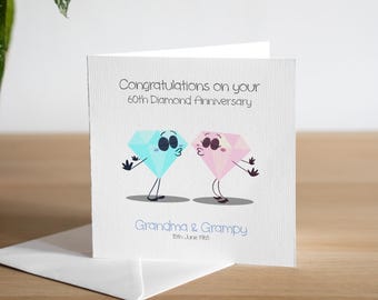 Personalised 60th Anniversary Card Husband Diamond Anniversary Card Wife 60th Wedding Anniversary Gift For 60 Year Anniversary Card For Him