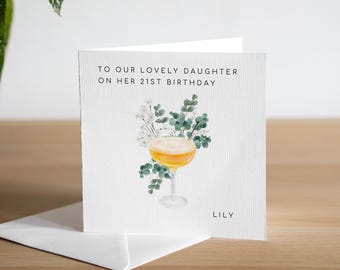 Personalised 21st Birthday Card Cocktail Twenty First Birthday Gift Female Birthday Card Age 21 Daughter Birthday Card Granddaughter