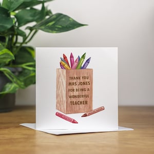 Cartão de agradecimento personalizado do professor para o dia mundial do professor, feito à mão, presente personalizado, cartão de agradecimento do professor