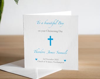 Personalised Christening Card for Boy - Handmade Baptism Card for Boy - Personalised Naming Day Card - Personalised Newborn Baby Boy Card
