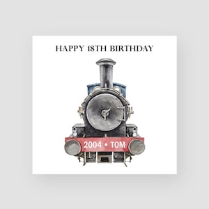 Biglietto personalizzato per il 18° compleanno del treno - Biglietto di compleanno della locomotiva - Biglietto di compleanno del motore a vapore - Biglietto per il 18° compleanno Figlio - Compleanno del nipote