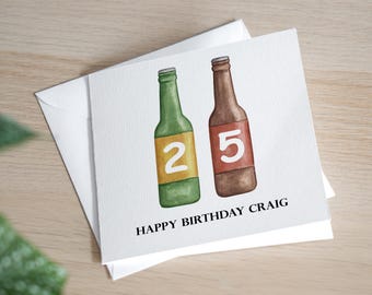Personalised 25th Birthday Card For Beer Lover - Age 25 Birthday Card For Him - Son 25th Birthday Card - Grandson 25th Birthday Card