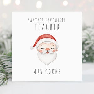 Tarjeta de Navidad personalizada para maestros Tarjeta de maestro favorito de Santas Gracias en Navidad Regalo de Navidad para maestros para asistente de enseñanza