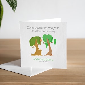 Tarjeta de aniversario personalizada para el noveno aniversario de matrimonio para el marido, tarjeta de aniversario de Willow para la esposa, regalo para el noveno aniversario de bodas, tarjeta para el noveno aniversario para él