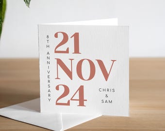 Personalised 7th Anniversary Card Wife Copper Anniversary Card Husband Seventh Anniversary Card Handmade Copper Anniversary Gift For Them