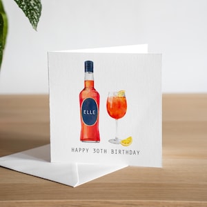 Carte d'anniversaire personnalisée Aperol Spritz - carte d'anniversaire personnalisée 30e - carte d'anniversaire cocktail - cadeau d'anniversaire 30e pour elle