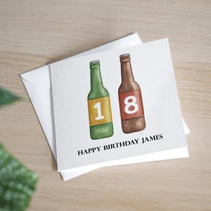 Biglietto di auguri personalizzato per il 18° compleanno per gli amanti della birra - Biglietto di auguri per il 18° compleanno - Biglietto di auguri per il 18° compleanno del figlio - Biglietto di auguri per il 18° compleanno del nipote - Bottiglie di birra