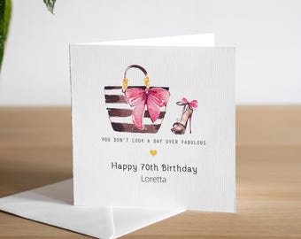 Biglietto di auguri per il 70° compleanno della zia - Biglietto di auguri per il 70° compleanno della zia blu e viola - Biglietto di auguri per il settantesimo compleanno della zia
