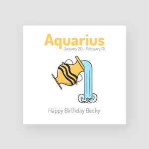 Personnalisé de Verseau, carte d’anniversaire - carte d’anniversaire drôle - pour lui - pour elle - zodiaque - Horoscope - signe astrologique - astrologie - Air signe