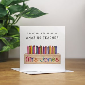 Tarjeta de agradecimiento personalizada Profesor de arte Agradecimiento Agradecimiento al maestro de escuela primaria Regalos de agradecimiento Día mundial del maestro Maestro de guardería