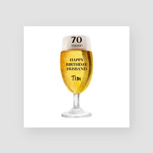 Biglietto di compleanno personalizzato per il 70° compleanno - biglietto di birra di buon compleanno - biglietto di compleanno pinta - biglietti di compleanno per lui - biglietto di compleanno figlio - QUALSIASI NOME/ETÀ