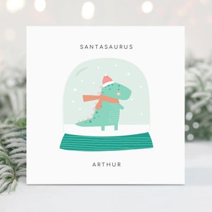 Cartão de Natal personalizado de dinossauro para menino - Cartão de Natal personalizado do neto - Cartão de Natal personalizado do filho - Cartão de Natal T Rex