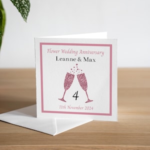 Biglietto di auguri per il 4° anniversario - Biglietto di auguri per l'anniversario dei fiori - Biglietto di auguri per il 4° anniversario - Regalo per il 4° anniversario - Regalo per l'anniversario dei fiori