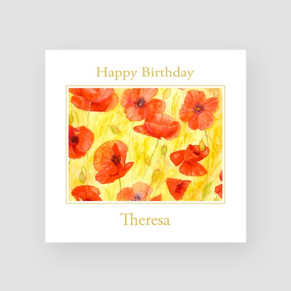 Personalised Birthday Card For Her Poppy Poppies Flowers Etsy Singapore