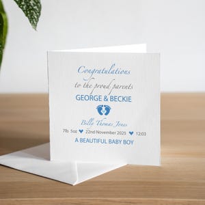 Personalised New Born Baby Boy Card - Proud Parents - Little Boy - Cards For Them - For Couple - Congratulations Card - Well done Card