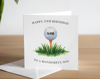 Personalised 25th Birthday Card Golf Birthday Gift Grandson Golfing Birthday Card Son Twenty Fifth Birthday Card Male Birthday Card Handmade