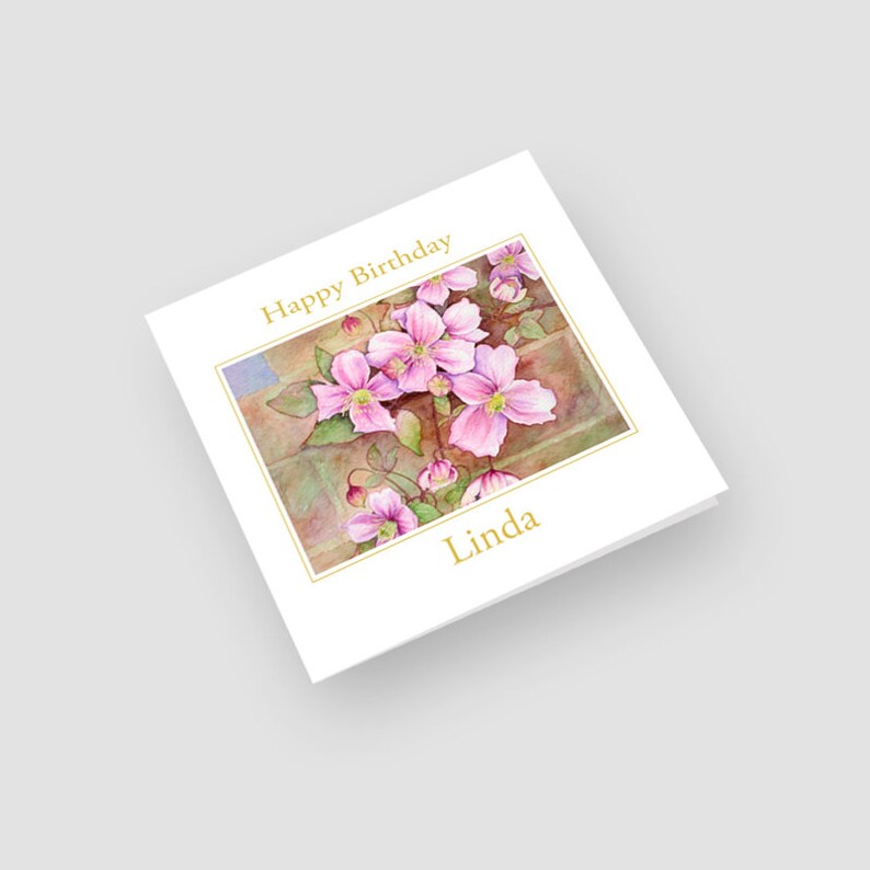 Greeting Cards Invitations Grandma Mum Clematis For Her Personalised Handmade Birthday Card Flowers Greeting Cards Party Supply