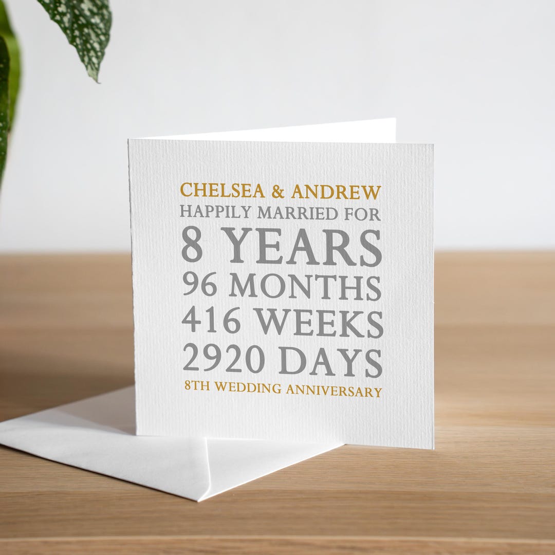 Personalised 8th Wedding Anniversary Card Couple Bronze Anniversary ...