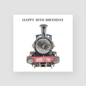 Biglietto di auguri personalizzato per il 50° compleanno del treno - Biglietto di auguri per il compleanno della locomotiva - Biglietto di auguri per il compleanno della macchina a vapore - Biglietto di auguri per il 50° compleanno del papà - Compleanno del marito