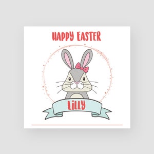 Carte de Pâques personnalisée faite à la main - Lapin de Pâques mignon - Lapin - Pour elle - Fille - Christianisme - Cartes saisonnières