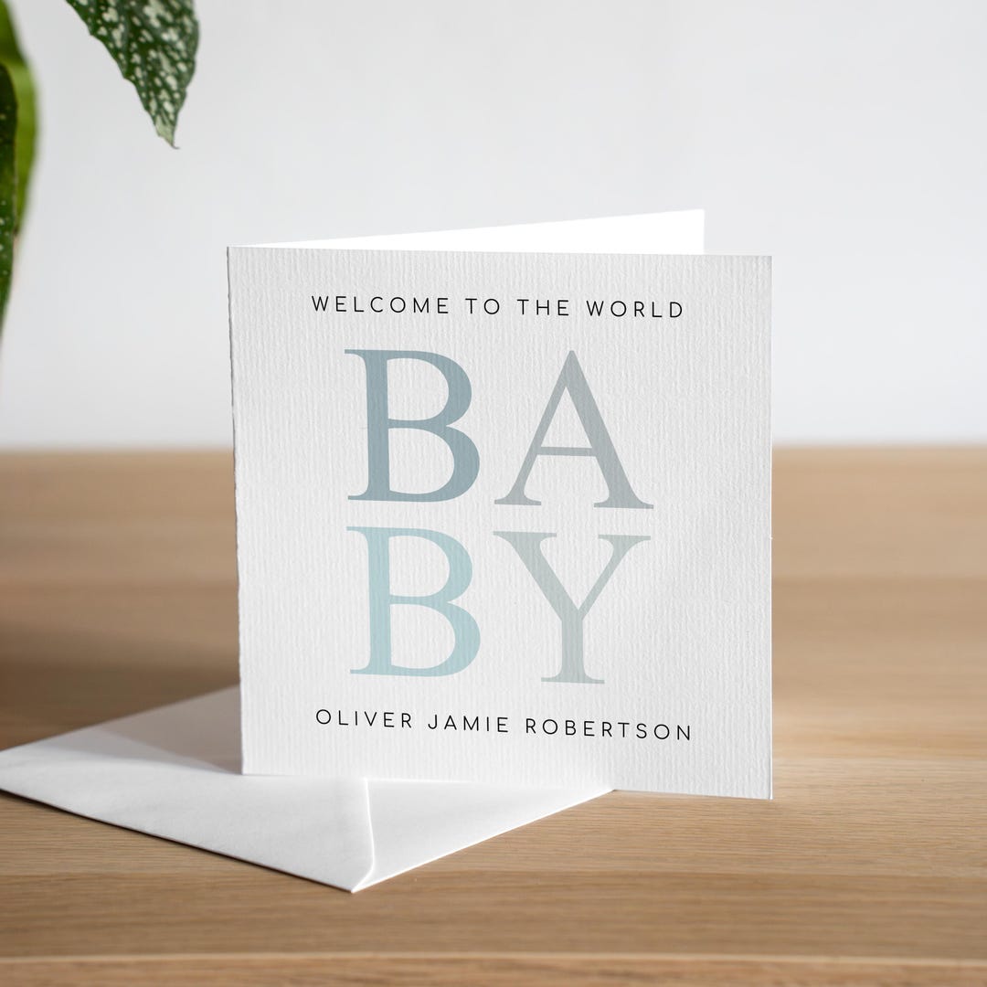 Personalised New Arrival Card Baby Boy Welcome to the World Card New ...