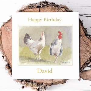 Personalised Chickens Birthday Card - Cockerel Birthday Card - Farmer Birthday Card - Animal Lover Birthday - Poultry Keepers Birthday Card