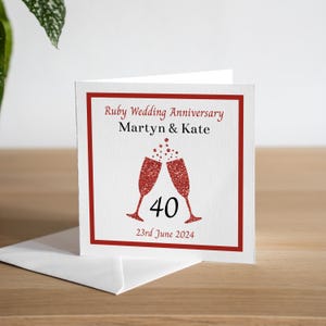 パーソナライズされた 40 周年結婚記念日カード - ルビー記念日カード - 40 周年記念ギフト - ルビー記念日ギフト