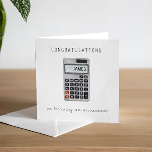 Gepersonaliseerde pas gediplomeerde accountantskaart - pas afgestudeerde financiële kaart - nieuwe kaart accountant - gefeliciteerd met je eerste baan als accountant