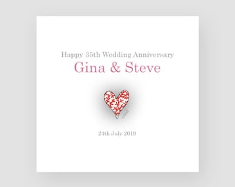 Personalised 35th Anniversary Card - Coral Anniversary Card - Thirty fifth Anniversary Card - 35th Anniversary Gift - 35 Year Anniversary