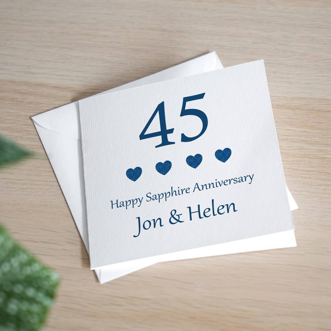 Personalised 45th Anniversary Card Sapphire Anniversary Card Forty ...