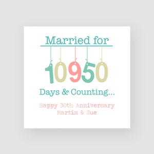 Personalised 30th Anniversary Card - Pearl Anniversary Card - Married For 10950 Days - For Husband - For Wife - For Them - For Him - For Her