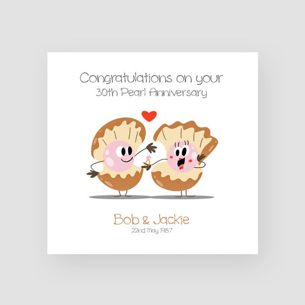 Personalised 30th Anniversary Card - Pearl Anniversary Card - Funny Anniversary Card - Cartoon - For Husband/Wife - For Couple - For Him/Her