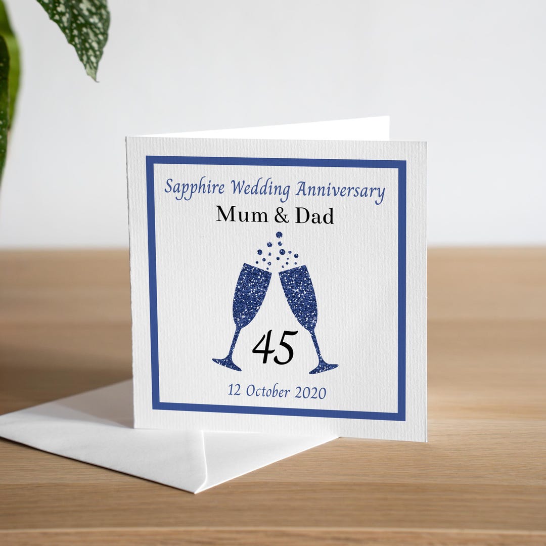 45th Anniversary Card - Blue Sapphire Anniversary Card - Forty Fifth ...