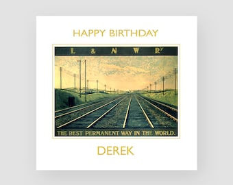 Personalised Railway Birthday Card For Him - Trainspotters Birthday Card - Grandad Train Birthday Card - Train Birthday Card For Dad