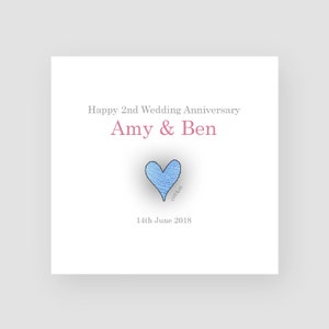 Personalised 2nd Anniversary Card - Cotton Anniversary Card - Second Anniversary Card - 2nd Anniversary Gift - 2 Year Anniversary Card