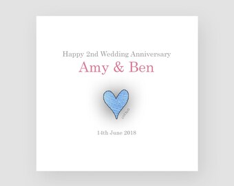 Personalised 2nd Anniversary Card - Cotton Anniversary Card - Second Anniversary Card - 2nd Anniversary Gift - 2 Year Anniversary Card