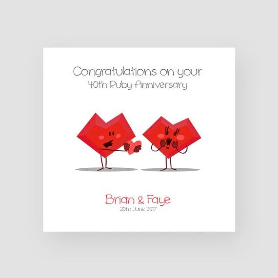 Personalised 40th Anniversary Card Ruby Anniversary Card - Etsy Personalised 40th Anniversary Card Ruby Anniversary Card - Etsy