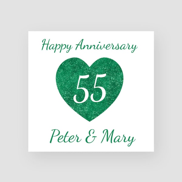 Personalised Emerald 55th Wedding Anniversary Card Handmade 55th Anniversary Milestone Gift For Them Fifty Five Years Married Together