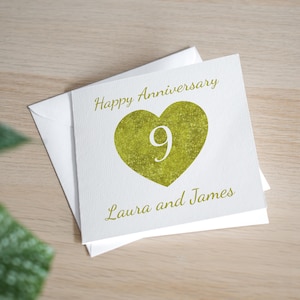 Tarjeta de aniversario de bodas personalizada de Willow, regalo de aniversario de bodas hecho a mano para ellos, nueve años de casados