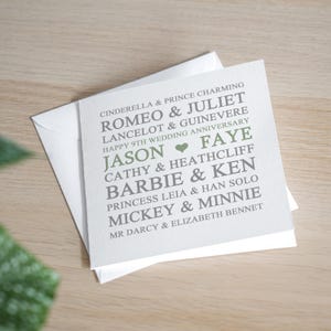 Tarjeta personalizada para el noveno aniversario - Tarjeta de aniversario de bodas de Willow - Tarjeta del noveno aniversario - Regalo personalizado para el noveno aniversario de bodas