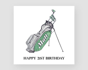 Personalised Golf 21st Birthday Card - Birthday Card For Golfer - 21st Birthday Card Son - 21st Birthday Card Grandson - Golf Birthday Gift