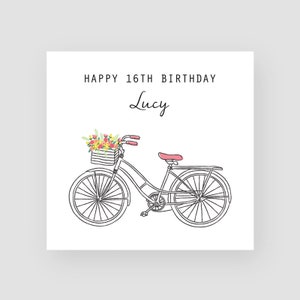 Carte d'anniversaire personnalisée 16 ans fille 16 ans faite à la main pour 16e anniversaire cadeaux petite-fille 16 ans fleurs