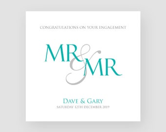 Personalised Mr & Mr Engagement Card - Same Sex Engagement Card - Newly Engaged Card - Engagement Gift - Congratulations On Your Engagement