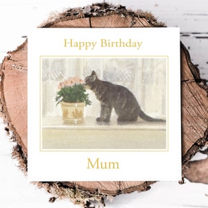 Carte d’anniversaire de chat personnalisée - Carte d’anniversaire de chaton - Carte personnalisée pour maman - Carte d’anniversaire de grand-mère - Carte d’anniversaire aquarelle