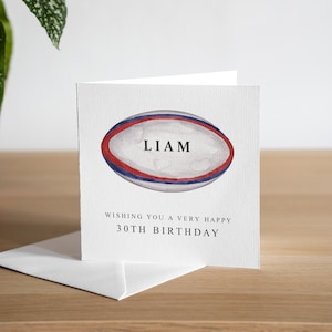Carte d'anniversaire personnalisée 30e - carte d'anniversaire rugby personnalisée - carte d'anniversaire pour fils - carte d'anniversaire 30e petit-fils - carte ballon de rugby
