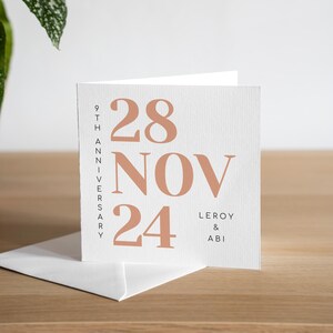 Tarjeta de aniversario personalizada para el noveno aniversario de su esposa, tarjeta de aniversario de cerámica, tarjeta de aniversario para el noveno aniversario de su esposo, regalo de aniversario de cerámica hecho a mano para ellos