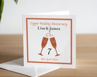 7th Anniversary Card - Copper Anniversary Card - Seventh Anniversary Card - Copper Anniversary Gift - 7th Anniversary Gift